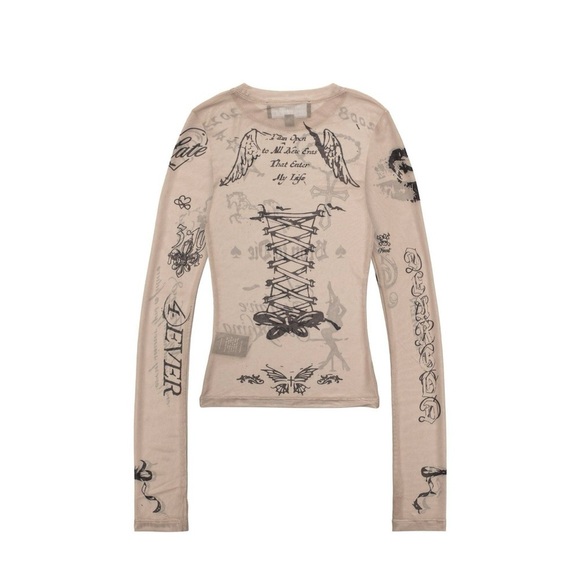 BNWT Racer Worldwide tattoo mesh longsleeve - Picture 2 of 8